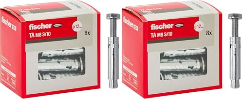 fischer - Cheville à Douille pour Fixations Lourdes TA M8 S/10 en Acier galvanisé Inoxydable, avec vis/Boite de 8 (Lot de 2)