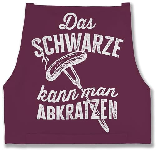 Schürze - Grillschürze Erwachsene - Das Schwarze kann man abkratzen - Grillfreunde Grillen Grillgeschenke - 85x69 - Aubergine - weihnachts geschenk schürzen weihnachten vatertagsgeschenke ideen