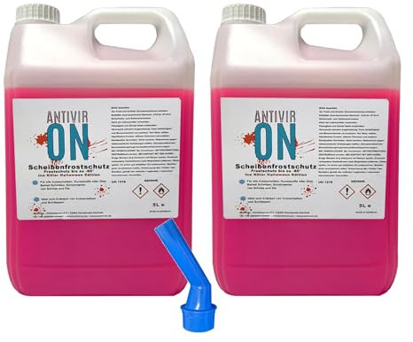 10L (2 x 5 Liter) Premium Scheibenfrostschutz -60°C (R) Halloween Ausgiesser inklusive Wischwasser Fertigmix Auto Scheibenwaschanlage
