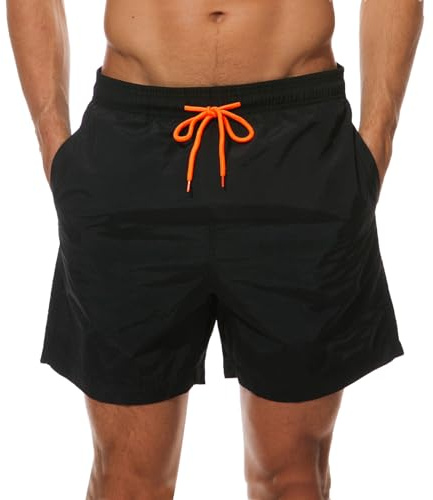 Arcweg Homme Short de Bain Bermuda Séchage Rapide Garçons Court de Plage Sport Natation Casual 12 Ans et Plus avec Cordon Réglable Élastique Tailles Nero-1 XXL(EU)
