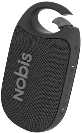 NOBIS Clip N1 Speaker Bluetooth Portatile con App, Modalità Beat, fino a 24 ore di Riproduzione, Impermeabile IP68, BT 5.3, Suono HD, Accoppiamento Stereo, Equalizzazione Personalizzata(Nero)