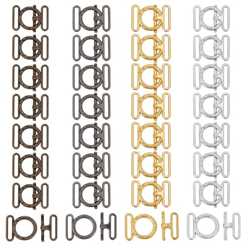 FINGERINSPIRE 32 Stück Puppenkleidung Kleine Verzierte Schnallen Winzige Puppen Aufnähknöpfe Für Puppen 4 Farben Mini Gürtelschnalle Aus Legierung Druckknöpfe Für DIY Nähzubehör Für Puppen