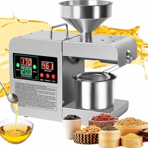 Oil Press Machine Oil Extractor, Oil Press Machine Electric Seed Oil Maker Stainless Steel 820W Automatic Kitchen Oil Extractor, Cold Hot Press Seed Oil Extractor for Commercial Home Kitchen