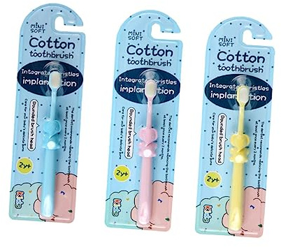 minkissy 3 Stück-pack Weiche Kinderzahnbürsten 2-8 aus Feinen Borsten mit Cartoon Elefantenmotiv Ergonomisch für Babys Mundpflege