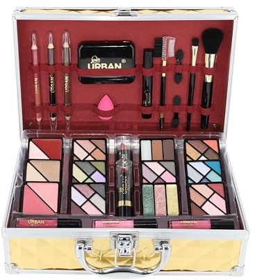 Trousse de Maquillage Végétalienne Love Urban Beauty Luxe Gold Touch Coffret Cadeau de Voyage 73 Pièces