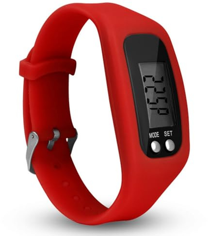 VALINK Montre podomètre avec écran LCD - Bracelet de marche numérique - Rouge