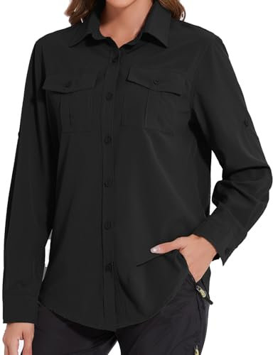 Tuopuda Camiseta de natación para Mujer Traje de baño de Manga Larga con Cremallera Camiseta de Surf Protección Solar Surf Rashguard Camisetas Deportivas de Secado Rápido(Negro,M)