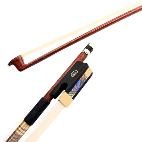principiante Práctica Arco Violín 1 varilla redonda de fibra de carbono de palisandro brasileño arco de Viola para violín pelo de cola de caballo con incrustaciones de plata/cobre 4/4(Viola)