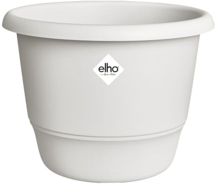 elho Amiga Round 40 - Plant Pot for Indoor & Outdoor - 100% Recycled Plastic - Ø 39.0 x H 29.3 cm - White/Silky White