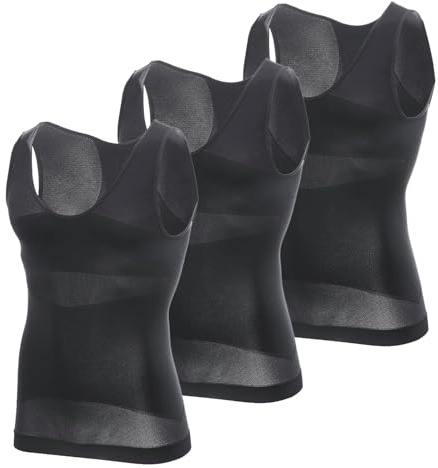MEETYOO Canotta a Compressione da Uomo,Camicia Compressione Manica Lunga Asciugatura Maglietta Senza Maniche Modellante e Snellente Body Shaper Tee Shirt Runnig Sportiva Fitness