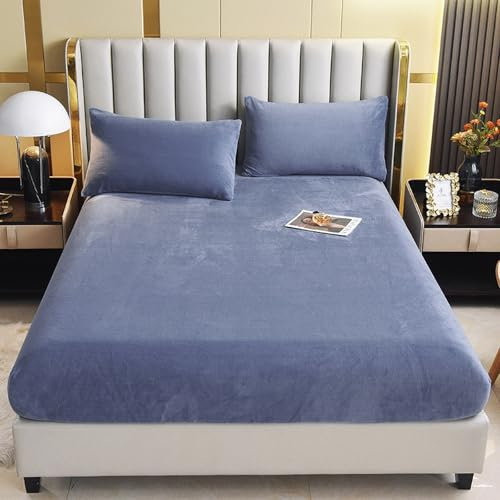 Sábanas de franela súper suave de 150 x 200 + 35 cm, forro polar térmico cálido, con dobladillo elástico fuerte, no necesita planchado y transpirable, ropa de cama acogedora para un sueño reparador