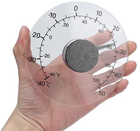 Ejoyous Außenthermometer, -40–50 °C Fensterthermometer Transparentes Rundes Außenfenster Aussenthermometer Selbstklebendes Wasserdichtes
