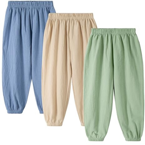 Miipat Baby Girl Trouser 3Pcs Toddler Boy Casual Long Pants Kids Summer Soft Elastic Waist Solid Color Unisex Harem Trouser 90 18-24 Months