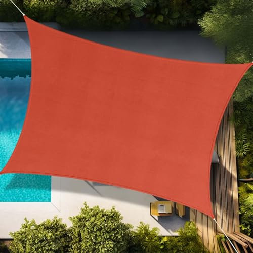 Voile d'ombrage Rectangulaire 3x5.5m Toile Ombrage HDPE Respirant Protection UV 95% pour Patio Jardin Terrasse Extérieur avec Corde, Rouge (Tailles sur Mesure Disponibles)