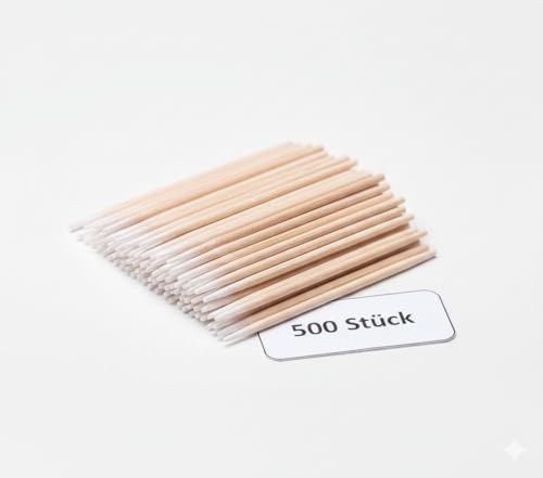 WL Wonder Lashes 500 bastoncini di cotone lunghi 7 cm per sopracciglia, trucco, bellezza, pulizia, lucidatura, chiodi, bastoncini di pulizia in legno, testa grande, cotone Buds per la pulizia della