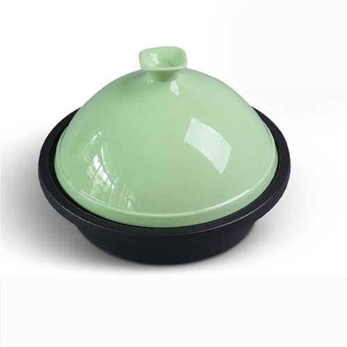 HAJHI Pentola Tajine Ghisa Smalto Pentola Elettrica Ceramica Tajine Induzione Marocchina per Gas Fornelli per Casa Ristoranti(30cm - green)