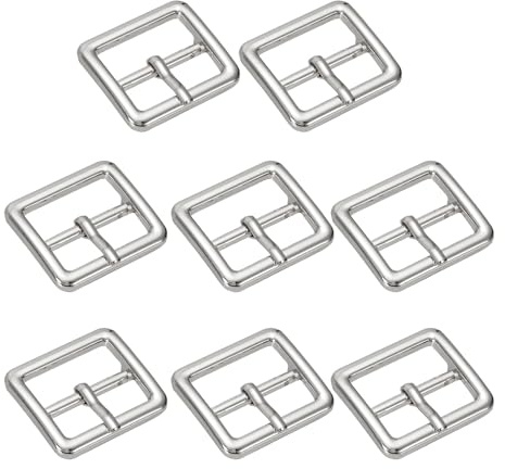 TIXIPEM Single Prong Buckle Metal | Square Loops Clasp, Webbing Belts Center Bar Buckle, Use for Leather Bags, Craft, Purse, DIY Accessories