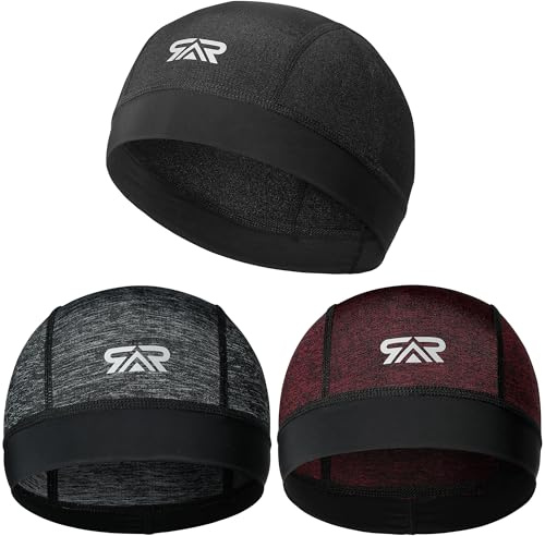 IIY 3Pcs Breathable Skull Cap Lightweight Quick Dry Sports Helmet Liner for Men Women Cooling Cycling Beanies Multi