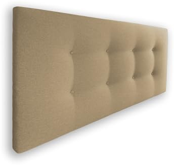 Silcar Home - Cabecero de Cama Carlo 135 Tejido Arena - Estructura de Madera, Tapizado en Polipiel, Diseño Moderno con Dos hileras Botones, Fácil Instalación - Tela Arena, 135 cm