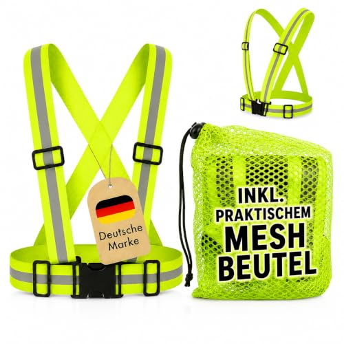 Ferragarde reflektierende Gurtweste inkl. Mesh-Beutel für Laufen & Fahrrad | 360° Sichtbarkeit, atmungsaktiv, verstellbar, elastisch