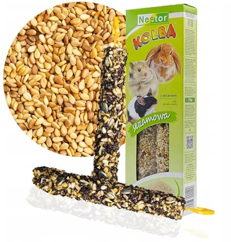 Small Animals Rabbits Twin Pack Hamster Two Sticks Food SESAME SEEDS Flavor Natural Gnawing Nibbling Snacks Guinea Pig Rat Mouse Gerbil Rodents Pet Vegetable Foods Chew Treats