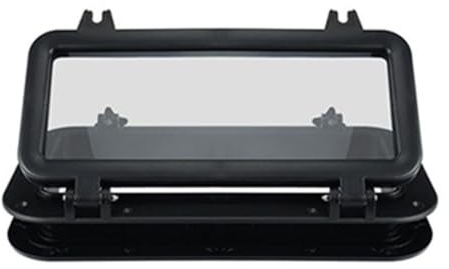 Lawnoval Claraboya rectangular para yate, 40 x 20 cm, marco de cristal acrílico y aleación de aluminio, para caravanas, remolques y vehículos modificados, color negro