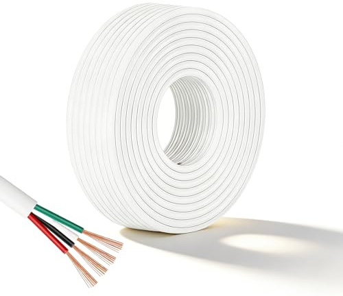 Câble Électrique Souple PVC Cuivre 28AWG Blanc, 10 Mètres, Diamètre Extérieur 3.0 MM, 4 Conducteurs, Résistant à la Flexion, Anti-Oxydant, Adapté aux Environnements Secs