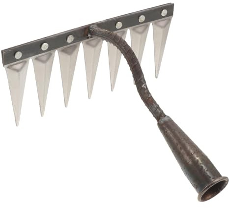 Ciieeo Râteau de Jardin à Main 7 Dents Acier Renforcé pour Ameublir la Terre Petit Râteau de Jardin Léger en Métal Outil Jardinage Polyvalent pour Désherbage et Entretien