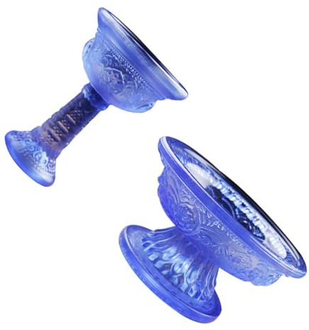 UKCOCO Glass Buddhist Worship Offering Cups Set of 2, Footed Temple Water Bowls Eight Auspicious Symbols, Decorative Home Altar Chalices for Buddhist Rituals and Meditation