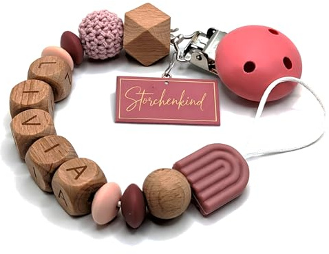 Storchenkind - Individuell gestaltetes Babygeschenk personalisiertes Baby Geschenk mit Namen für Mädchen oder Junge Baby Geschenk personalisiert zur Geburt & Taufe mehrere Modelle (rosa)
