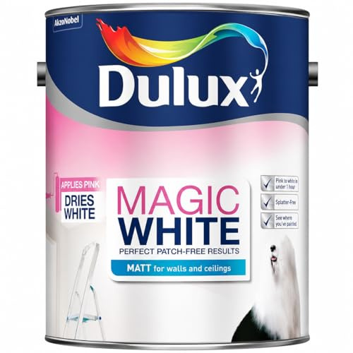 DRW Pure Brilliant White Magic Matt Emulsion Paint 5L | Interior Wall and Ceiling Paint | Colour Changing Application Technology | Smooth Matt Finish for Living Room Bedroom Hallway