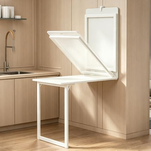 HRXQ Bianco Tavolo Da Lavoro Pieghevole Salvaspazio 90×60cm Multi-Funzione Tavolo Da Pranzo A Muro Pieghevole Per Laptop Libreria Studio Studio