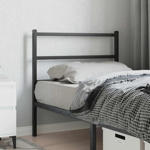 mzdioop Ersatz-Kopfteil Metall Schwarz 90 cm, pulverbeschichteter Stahl, robuste Beine, freistehend, geeignet für Einzelbett, Rückenlehne zum Anlehnen im Schlafzimmer