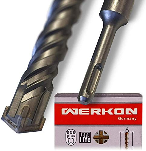 WERKON SDS Plus Betonbohrer 32 x 600 mm, Hammerbohrer für Mauerwerk | Hartmetallspitze mit Kreuzschliff, SDS-Schaft, für armierten Beton, Naturstein und Ziegel, mit Tiefenmarkierung