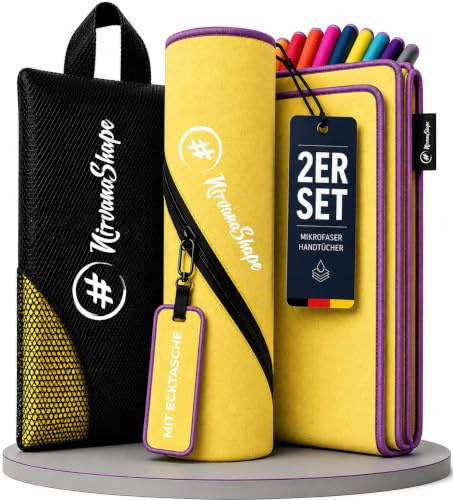 NirvanaShape Mikrofaser Handtuch, Microfaser Handtücher leicht, kompakt als Badetuch, Reisehandtuch, Strandtuch, Sporthandtuch, 2er Set XL+S 200 x 100 + 60 x 40 cm | Microfaser Handtücher Set, Strandtuch, Sporthandtuch, Duschtuch, Saunatuch, schnelltrocknend, leicht