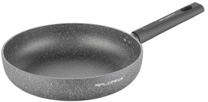 FLORINA - Stekpanna Aluminium LAVA STONE I 28 cm Diameter I Induktionspanna I Universalpanna med Non-stick Beläggning I Lämplig för Induktionshäll, Gasspis och Elspis (Grå)