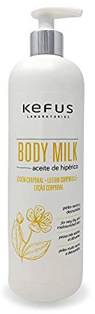 Kefus - Locion Corporal Aceite Hiperico, 500 ml | Body Milk con Vitamina E para Pieles Sensibles, Secas y Desnutridas | Balsamo Corporal para Aplicar Despues de Tomar el Sol