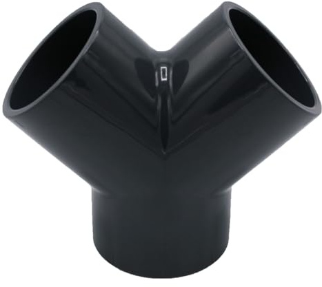 Baumaxxe PVC Y-Stück 50mm Klebemuffe 45 Grad Fitting - 16 Bar - bm166 | 1 1/2 Zoll PVC Fitting, 3x Klebemuffe und Anschlagfuge, zum Verkleben mit PVC Rohr 50mm, Pool Zubehör für Poolverohrung 50mm