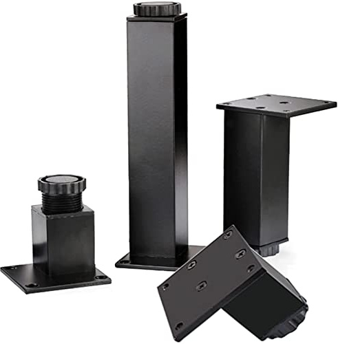 EZZON Verdickte Möbelbeine, 4 Stück, quadratische Metallfüße, Stützbeine aus Aluminiumlegierung, DIY-Möbelbeschläge, rutschfeste Schrankfüße, für Sofa, Nachttisch, Esstisch, schwarz, 35 cm
