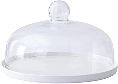 Cupola in vetro trasparente con base in ceramica Vassoio per torta Campana per torta Vetrina per torta Centrotavola da tavolo per dolci al formaggio-18 * 18 * 11.5cm