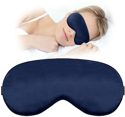 Schlafmaske Schlafaugenmaske für Männer Und Frauen Augenmaske Zum Schlafen Lichtblockierend Weich Atmungsaktiv Schlafaugenmaske Mit Verstellbarem Gummiband für Yoga Reisen Nickerchen(Blau)