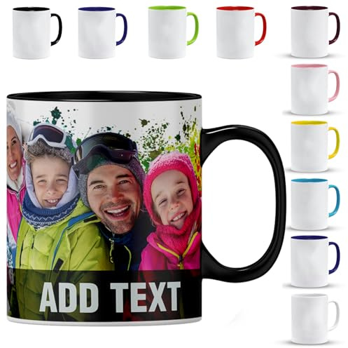 Personalised Photo Mug | Personalized Custom Gift | Personalised Image Photo Logo Birthday Gift | Premium Colour Inner & Handle Mug (Black)