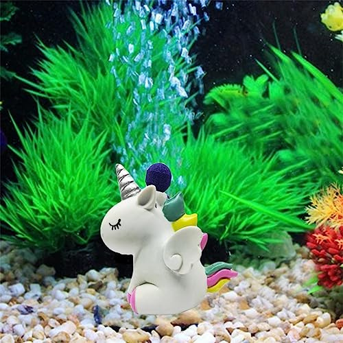 khanoqq Aquarium-Einhorn-Luftblasen-Maker, Dekoration, Harz-Einhorn-Luftsprudler mit festem Luftblasenstein, erhöht den Sauerstoff, tolle Landschaft für Aquarien, Dekoration, Ornament,