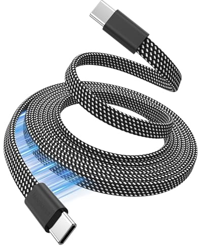 Magtame Magnetic USB-C to USB-C Cable,Coiled 60W C Fast Charging Lead 1.5m | Flat Coiled cable retracts neatly, stays tangle-free, 480Mbps Data, 60W 3A charging for iPhone17-15, Samsung,USB-C devices