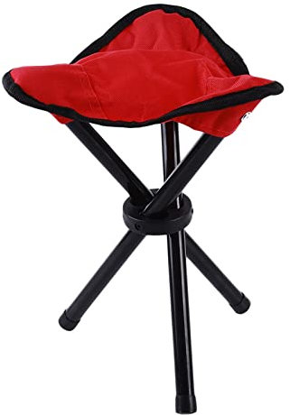 Sgabello da campeggio Sgabello da campeggio for il tempo libero all'aperto Sedia pieghevole portatile Sgabello a tre gambe Campeggio Viaggio Picnic Attività all'aperto Accessori for la pesca(Red)