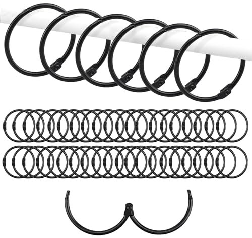 40 Pezzi Anelli per Tende in Metallo – Anelli Tende da Doccia Apribili, Anelli per Bastone Tenda Doccia Rotondi, Anelli per Binari per Tende e Bagno, Colore Nero, Resistente e Versatile
