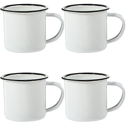 Happyyami 4piezas Tazas De Retro De Esmalte Diseño Vintage Resistentes Camping y Bebidas Calientes