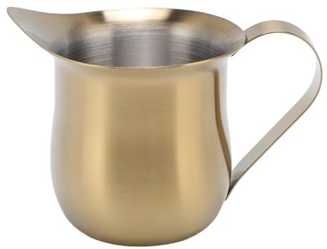 WGFOIP 1-Piece Milk Frothing Pitcher, 304 Stainless Steel Gold Design with Precision Spout for Latte Art at Home, Cafes and Restaurants