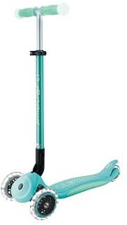GLOBBER Elite Glow Lights – Roller Kinder, 120/80 mm, 3-rädrig, verstellbar, LED-Leuchtrollen, Glow-Effekt