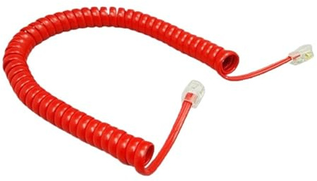 Generico Cavo telefonico a quattro conduttori, cavo telefonico modulare a spirale, 6 piedi, nero/rosso bianco riccio, 1,85 m/pz.(Red)